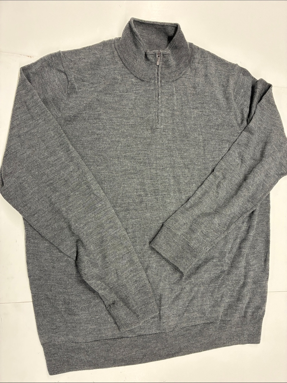 NEW Nordstrom Men's 100% Merino Gray Zip-Neck Sweater Size XL
